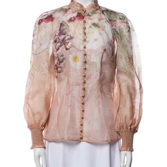 Zimmermann Dancer Floral Beige and Pink Blouse & Midi Skirt Set - Picture 3 of 12